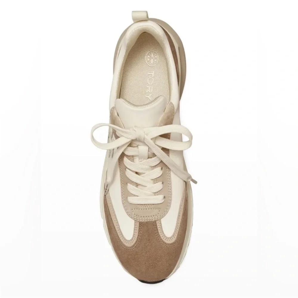 Tory Burch Cream and Taupe Platform Sneakers